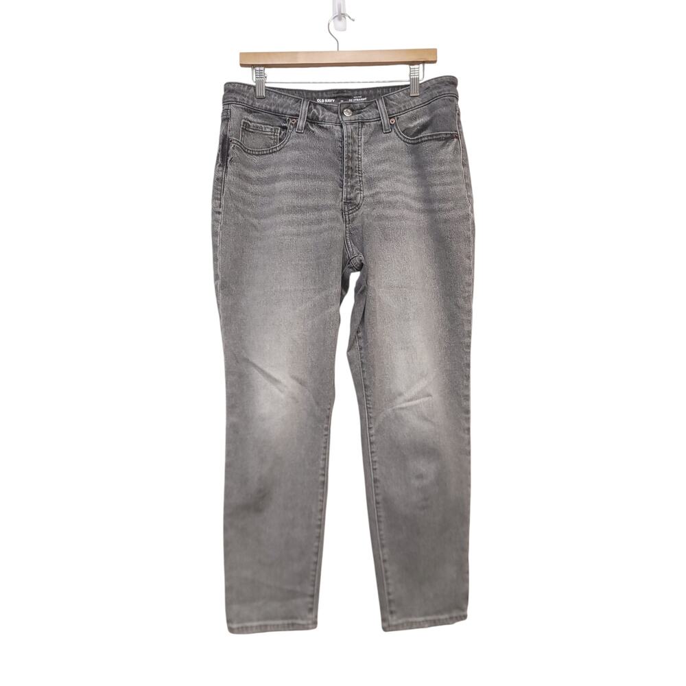 Old Navy Jeans Size 12 Womens Gray Denim High Rise Og Strait Button Fly Pockets
